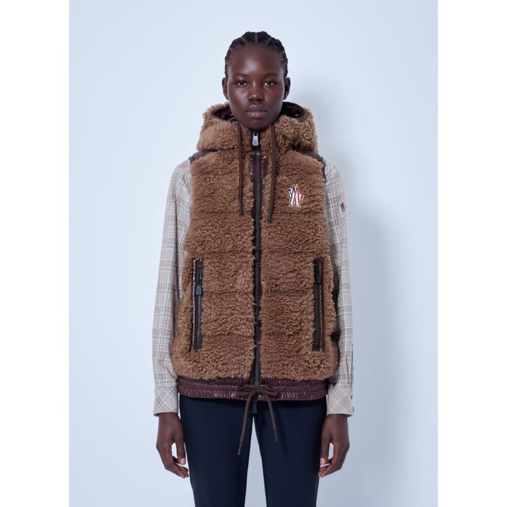 Moncler Grenoble Women Shearling Hooded Gilet